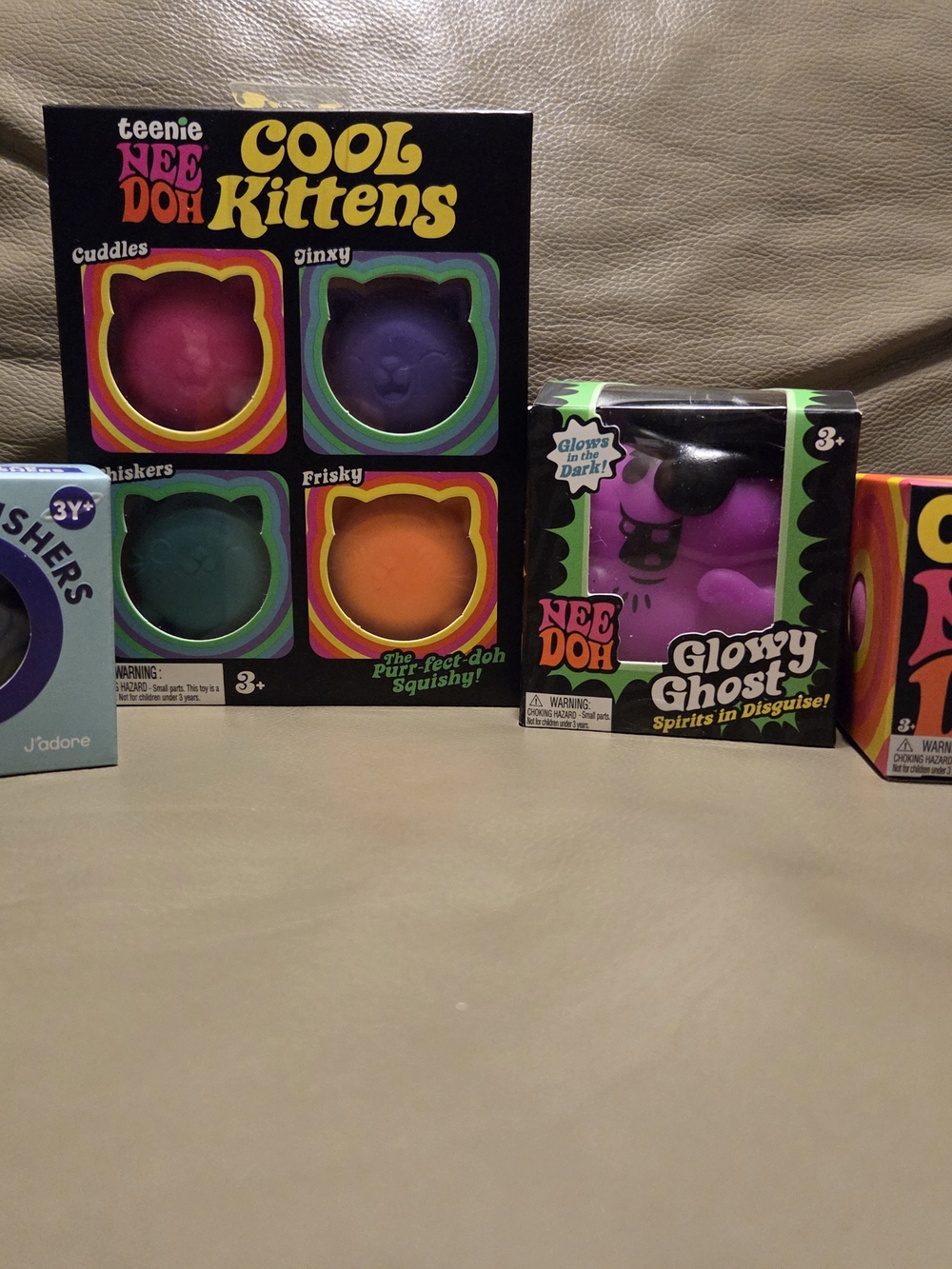 Teenie Nee Doh Cool Kittens & Glowy Ghost Toy Set - Purple, Pink, Green, Orange